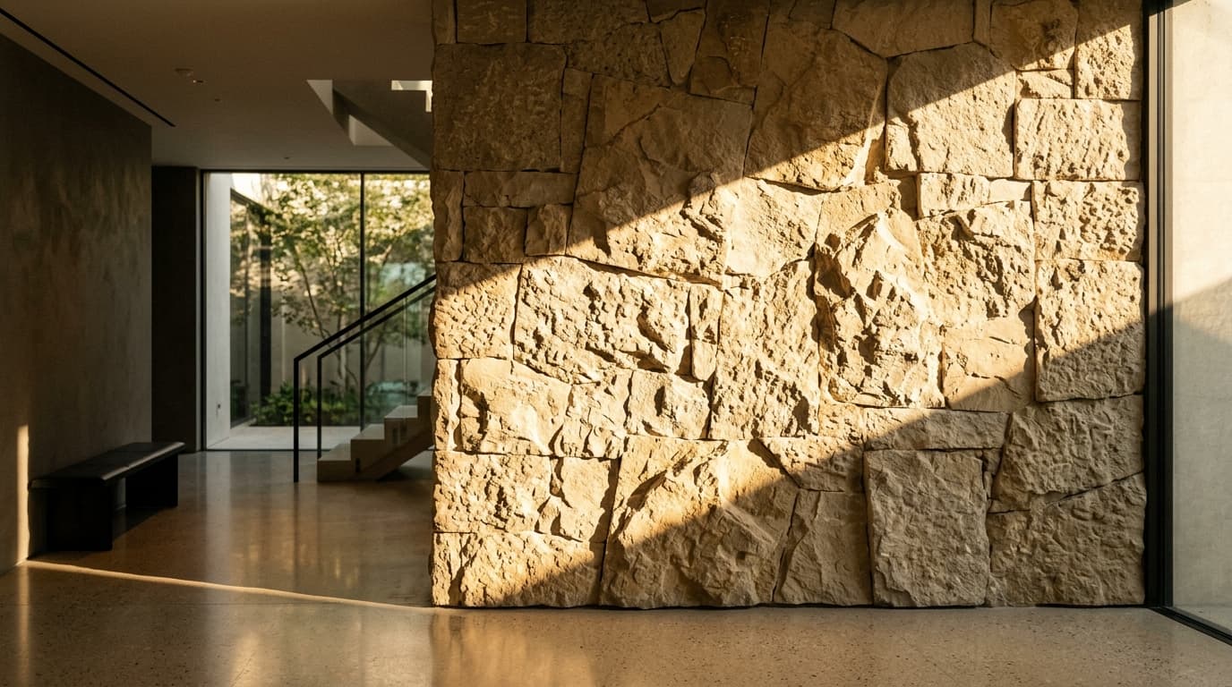 Architectural stone with sunlight